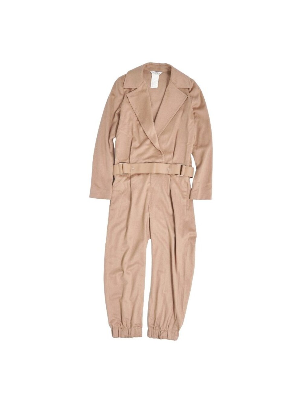 Max Mara White Tag Jumpsuit Overalls Long Sleeve Camel Beige